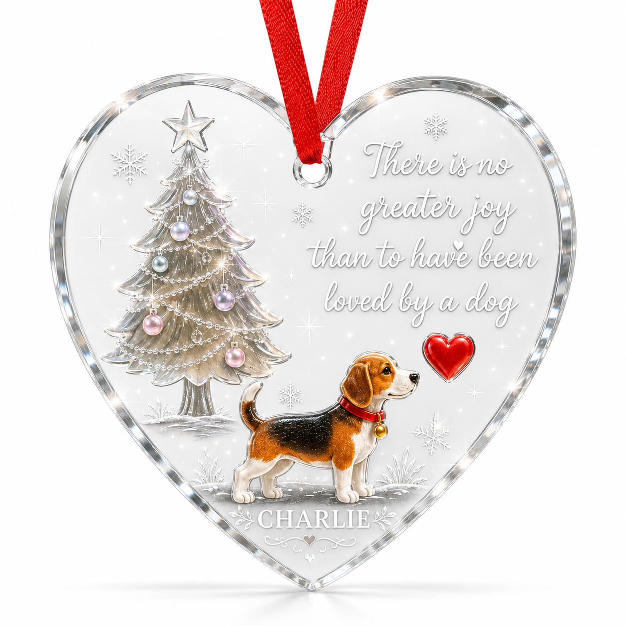 Beagle Christmas Ornament - Personalized Heart