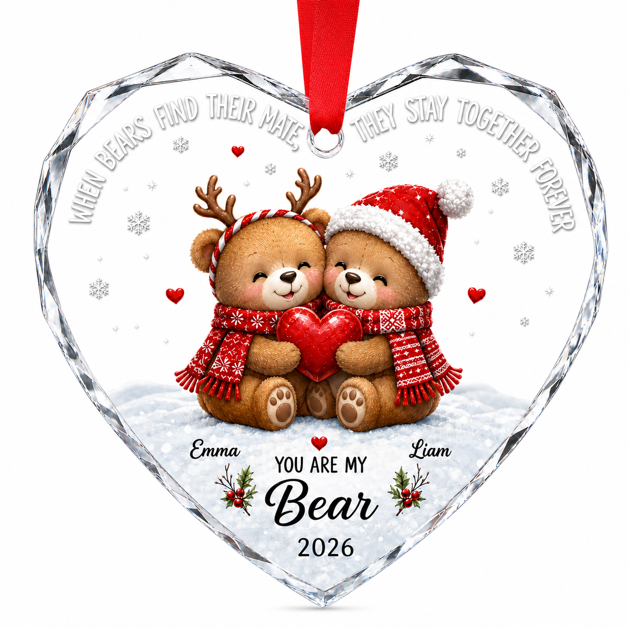 Bear Couple Ornament - Two Names & Year
