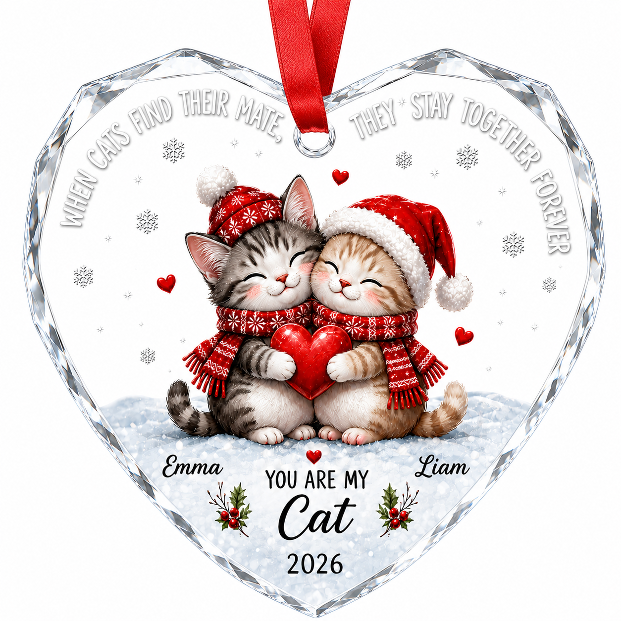 Cat Couple Ornament - Two Names & Year