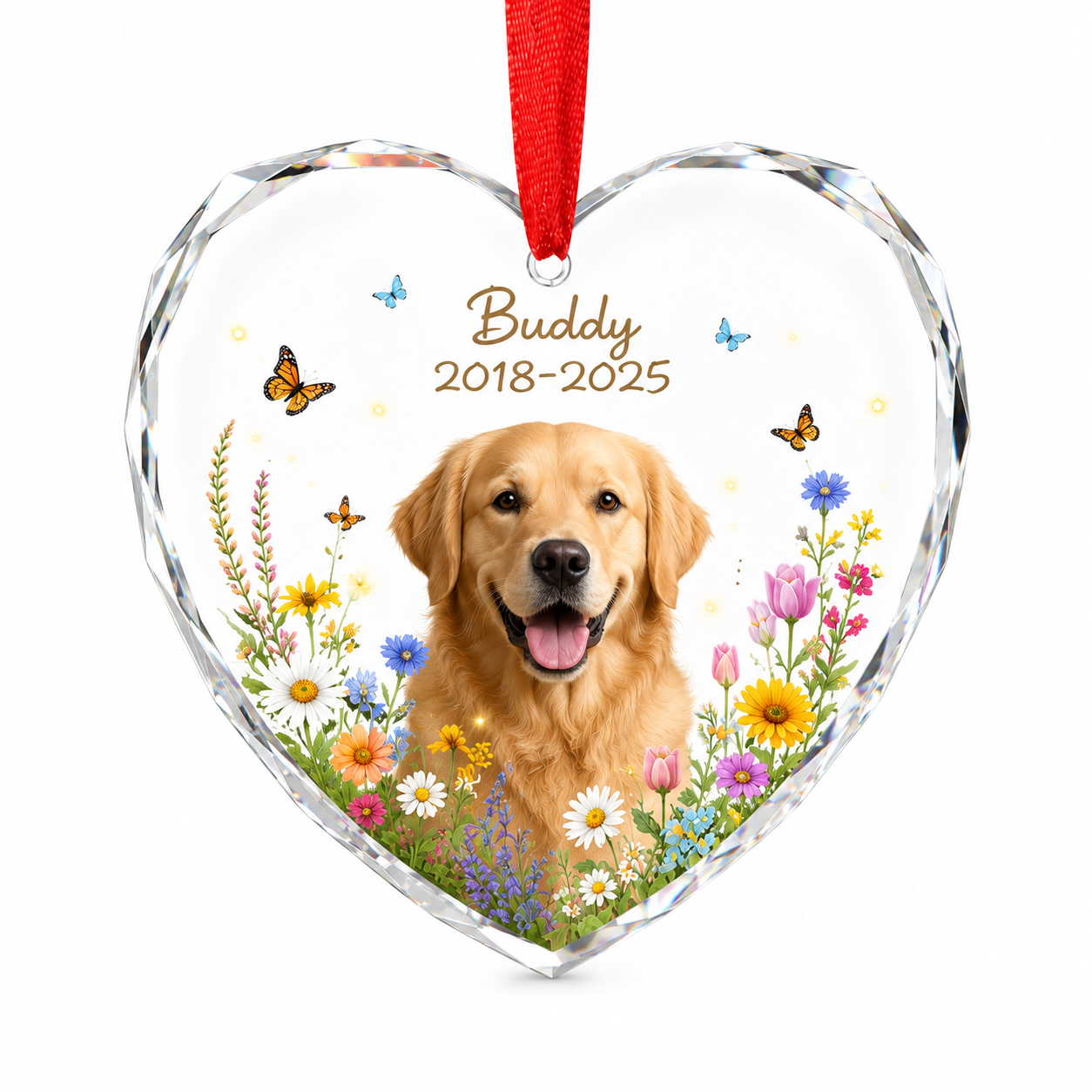 Pet Memorial Photo Ornament - Wildflower