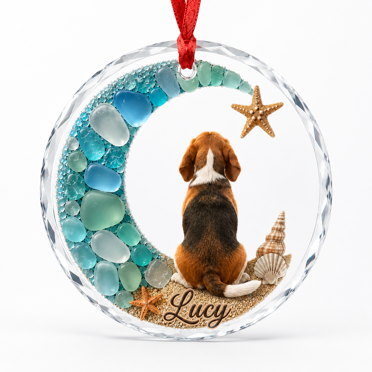 Beagle Seashell Ornament - Coastal Christmas