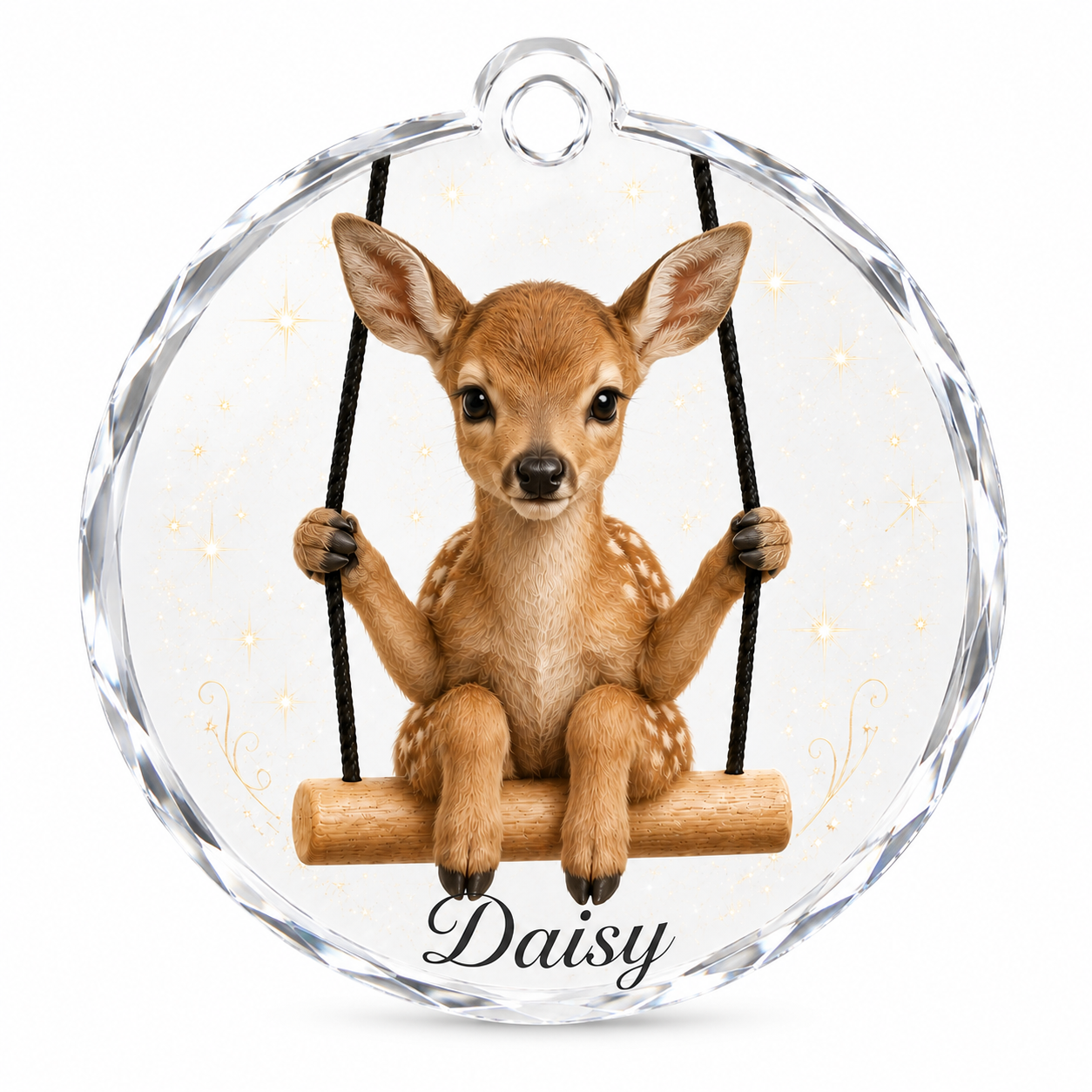 Baby Deer on a Swing Ornament - Personalized
