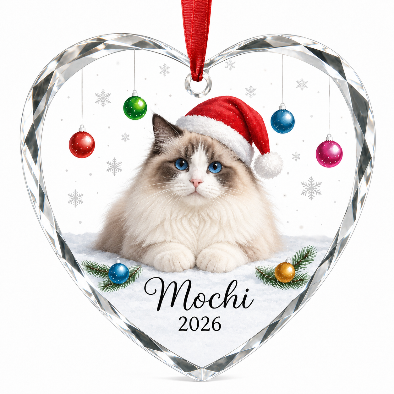 Custom Cat Photo Ornament - Holiday Frame
